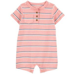 Baby Boys Carter's Peach Striped Cotton Knit Romper Size 3 6 9 12 18 24 mo NWT